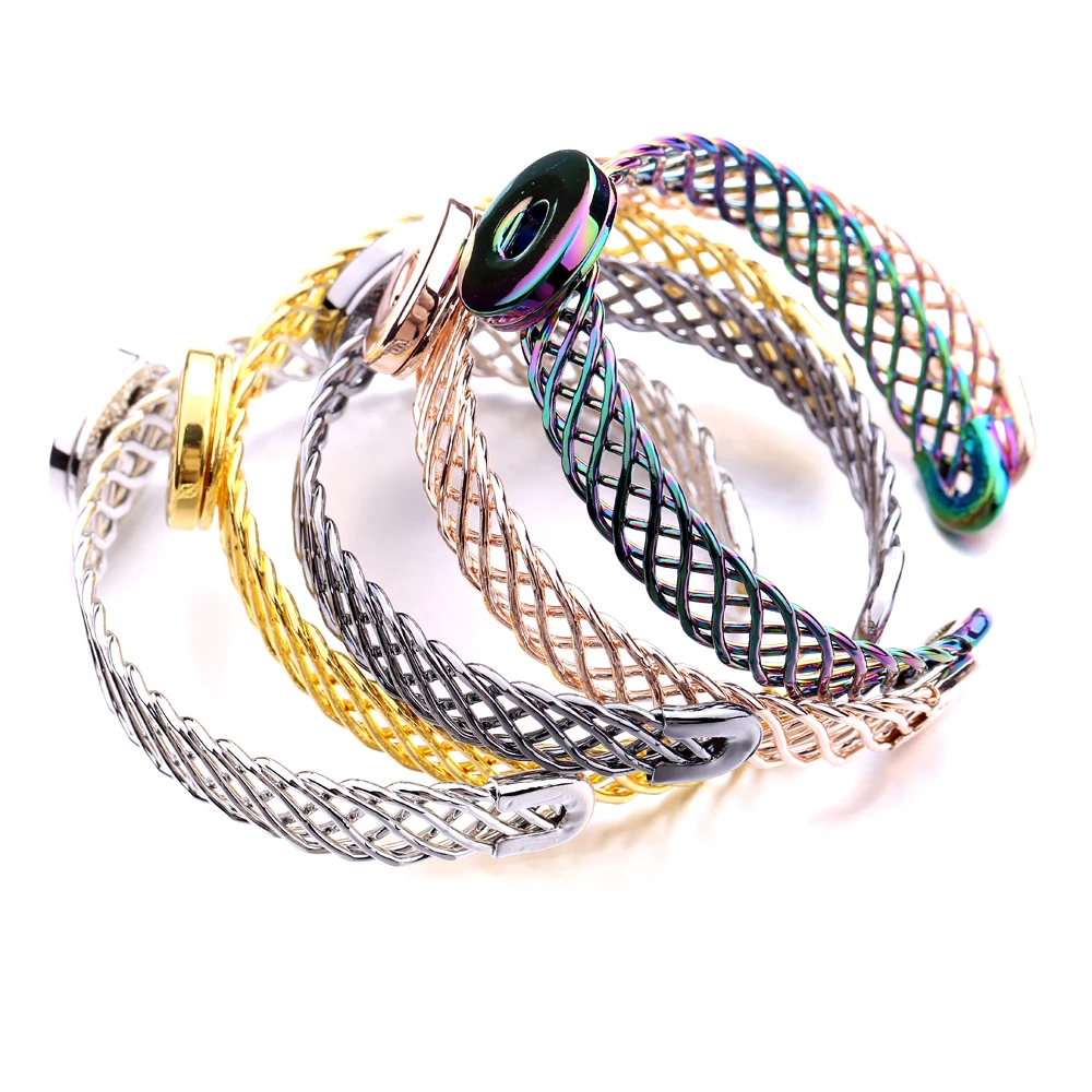 10pcs Metal Snap Bracelet Bangles Fit 18mm Snap Buttons Jewelry for Women Men DIY Bracelets