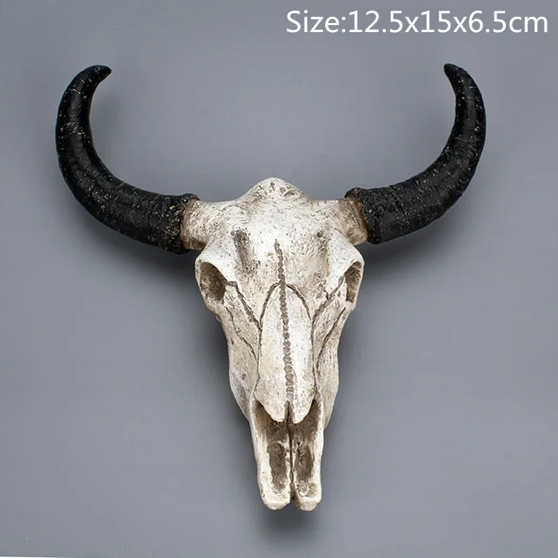 Harz Skeleton Ram Schafe Kopf Schädel Kopf Wand Hängen 3D Tier Longhorn Skulptur Figuren Handwerk Hörner Wohnkultur Ornamente – Detail 9
