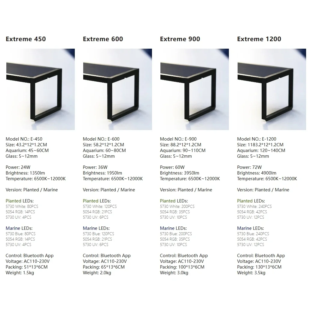 LED Aquarium light MICMOL Extreme II 450 600 900 1200 Adjustable bracket App Control Planted Growth Water Grass Fish Tank Lamps