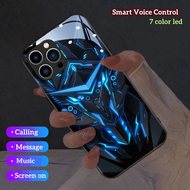 Luminous Geometry LED Phone Case with Voice Control Glow Shell