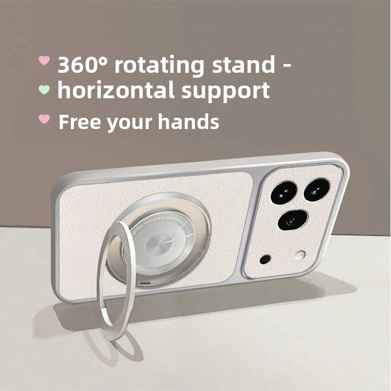 Vegan Leather Magnetic Protective Case with Ring Stand
