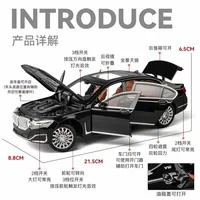 1:24 BMW 760LI Diecast Large Limousine Alloy Metal Car Model Car Sound & Light Pull Back Toy Interior Decorations Kids Toy C188 2