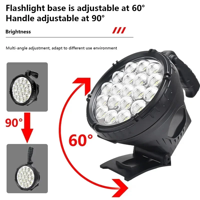 10000LM High Spotlight Super Bright Spot Torch USB Rechargeable Searchlight Power Bank Handle Lantern Outdoor 348Led Flashlight