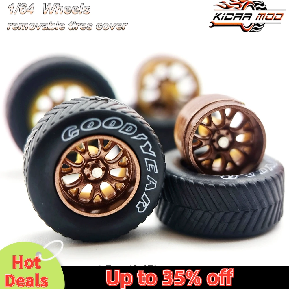 1/64 Model Car Wheels with Rubber All Terrain Tires BBS LM-R Refitting Parts for Off-road Vehicle HotWheels D: 17mm 1 Set 5