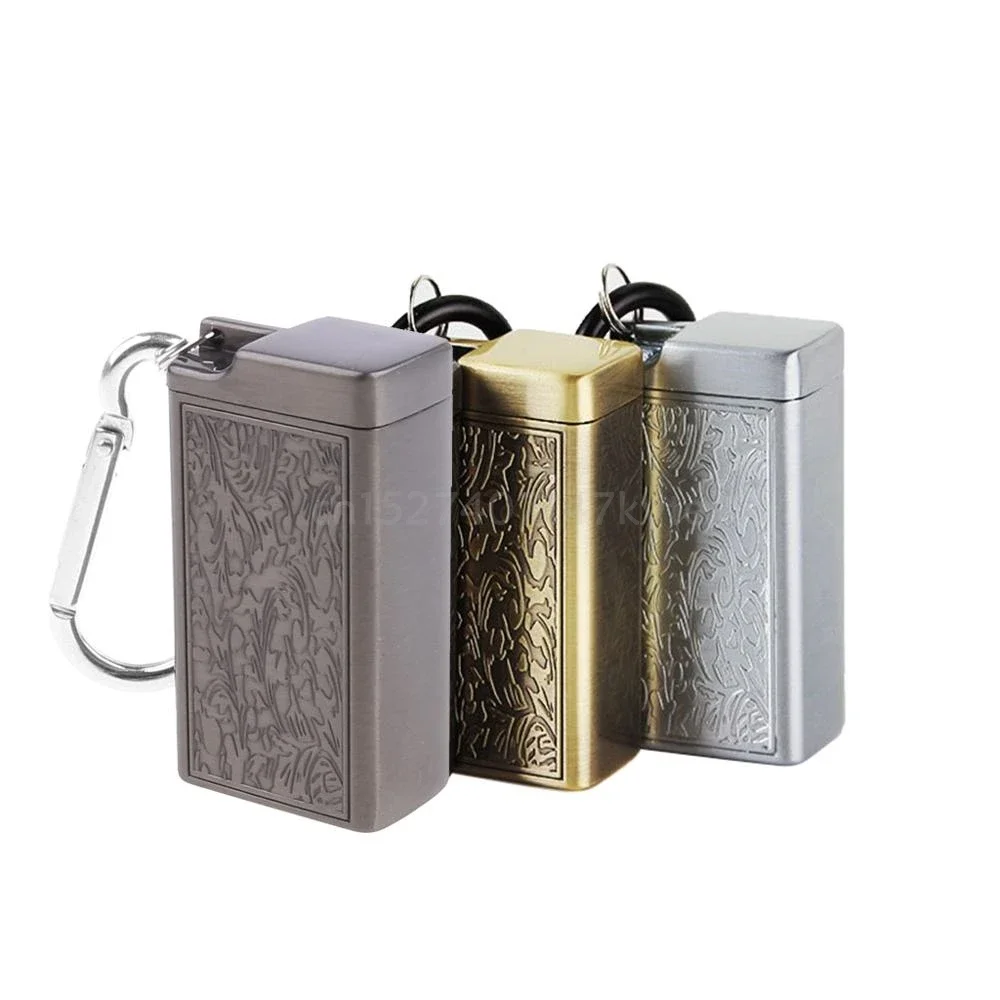 Portable Ashtray Smoke Ash Tray Mini Outdoor Keychain Metal Pocket Holder with Lid Aluminum Storage Windproof Cigarettes