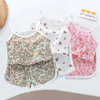 Ensemble haut et short pour enfants, gilet en coton fin pour bébé, sans manches, vêtements de détente, costume pour filles, nouvelle collection 2025 1