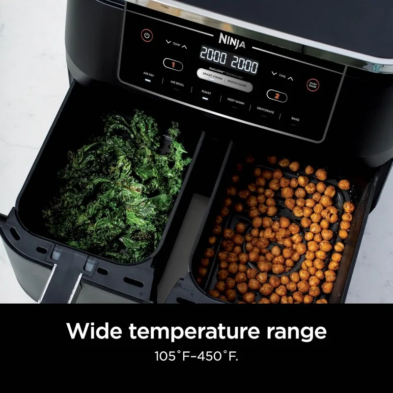 Ninja Air Fryer, Roast, Bake, Crisps, Broil, Reheats, Keep Warm, 10-in-1, Fries, Frozen Food, Veggies, Meat, 10 QT, Black, DZ302 4
