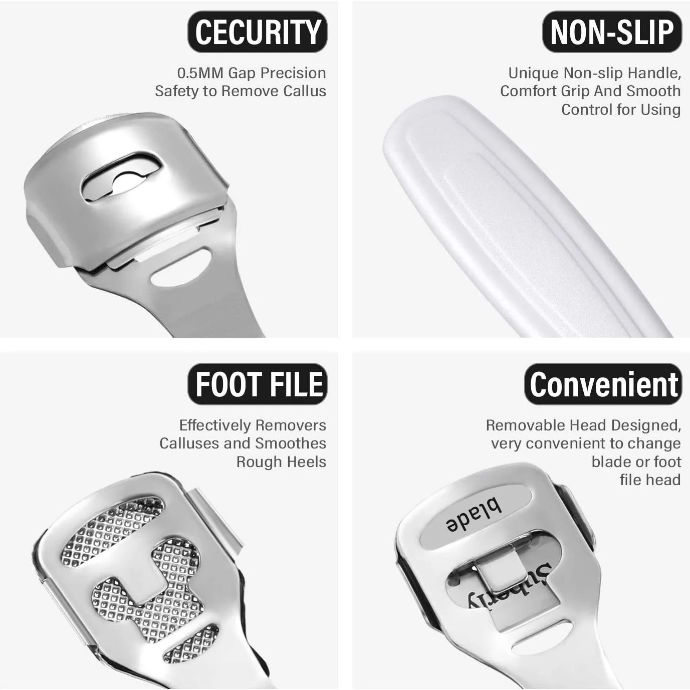 Foot Callus Shaver Heel Hard Skin Remover Hand Feet Pedicure Razor Tool Shavers Stainless Steel Handle 10 Blades Foot Care Tools 3