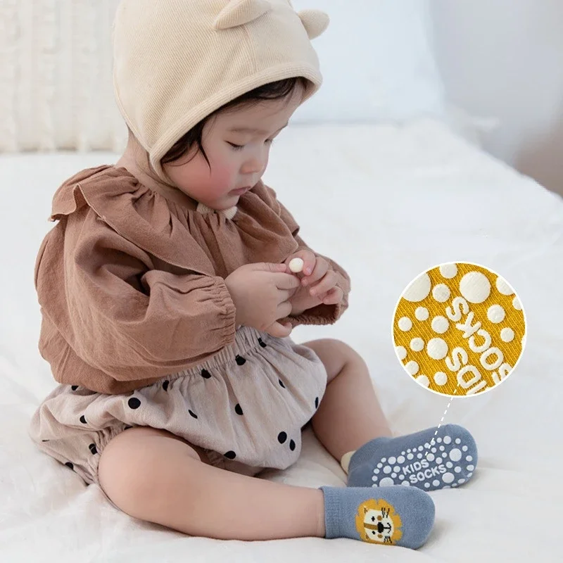 Baby Socks Winter Spring Anti Slip Baby Socks Cute Cartoon Animal Letter Print Toddler Kids Floor Socks Rubber Soles Baby Boy Girl