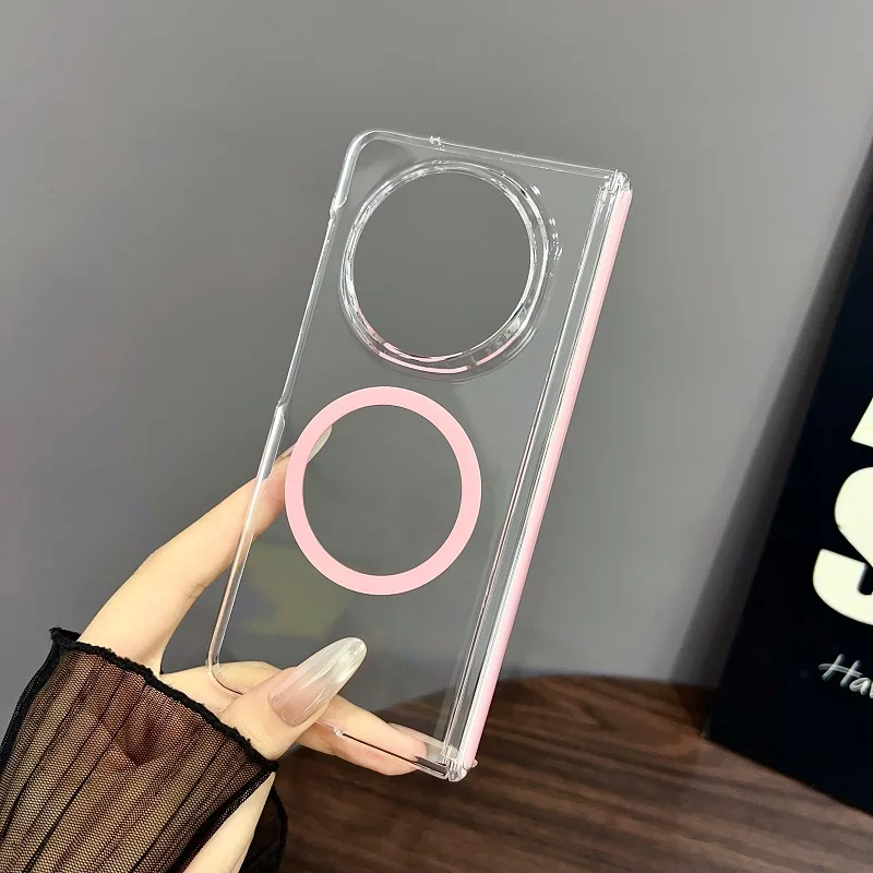 Transparent Magnetic Hinge Protection Case with Clear MagSafe Cover