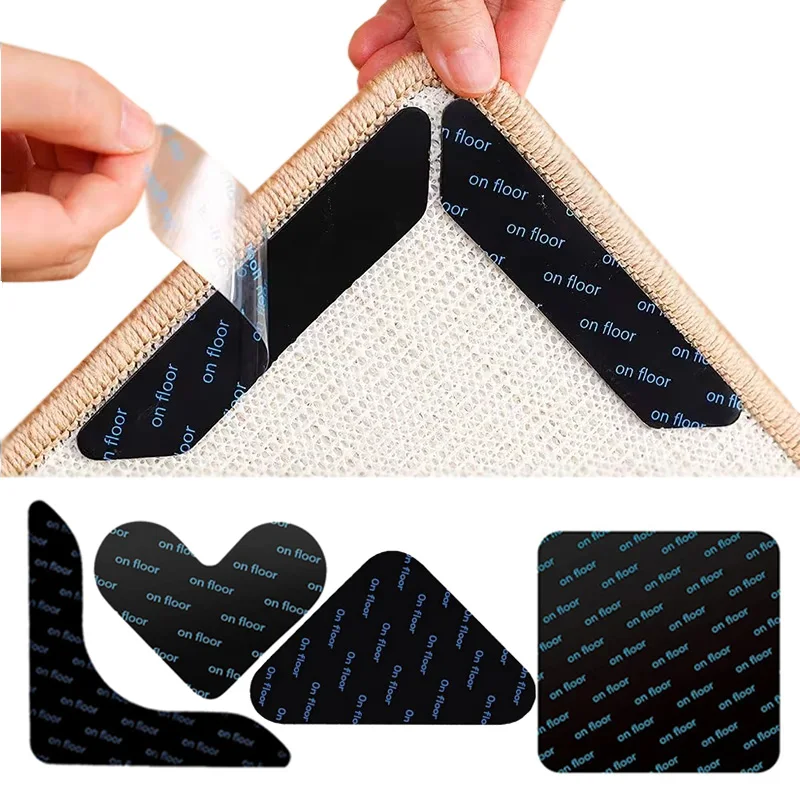 Carpet Non-slip Sticker Reusable Washable Anti Curling Carpet Patch Fixed Stickers Floor Rug Mat Tape Gripper Corner Pad Patches