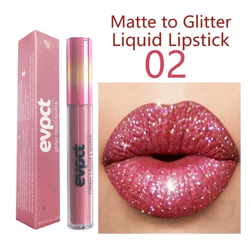 Waterproof Diamond Lip Gloss Sexy Shimmer Matte Glitter Liquid Lipstick Long Lasting Moisturizing Lipgloss Lip Makeup 15 Colors