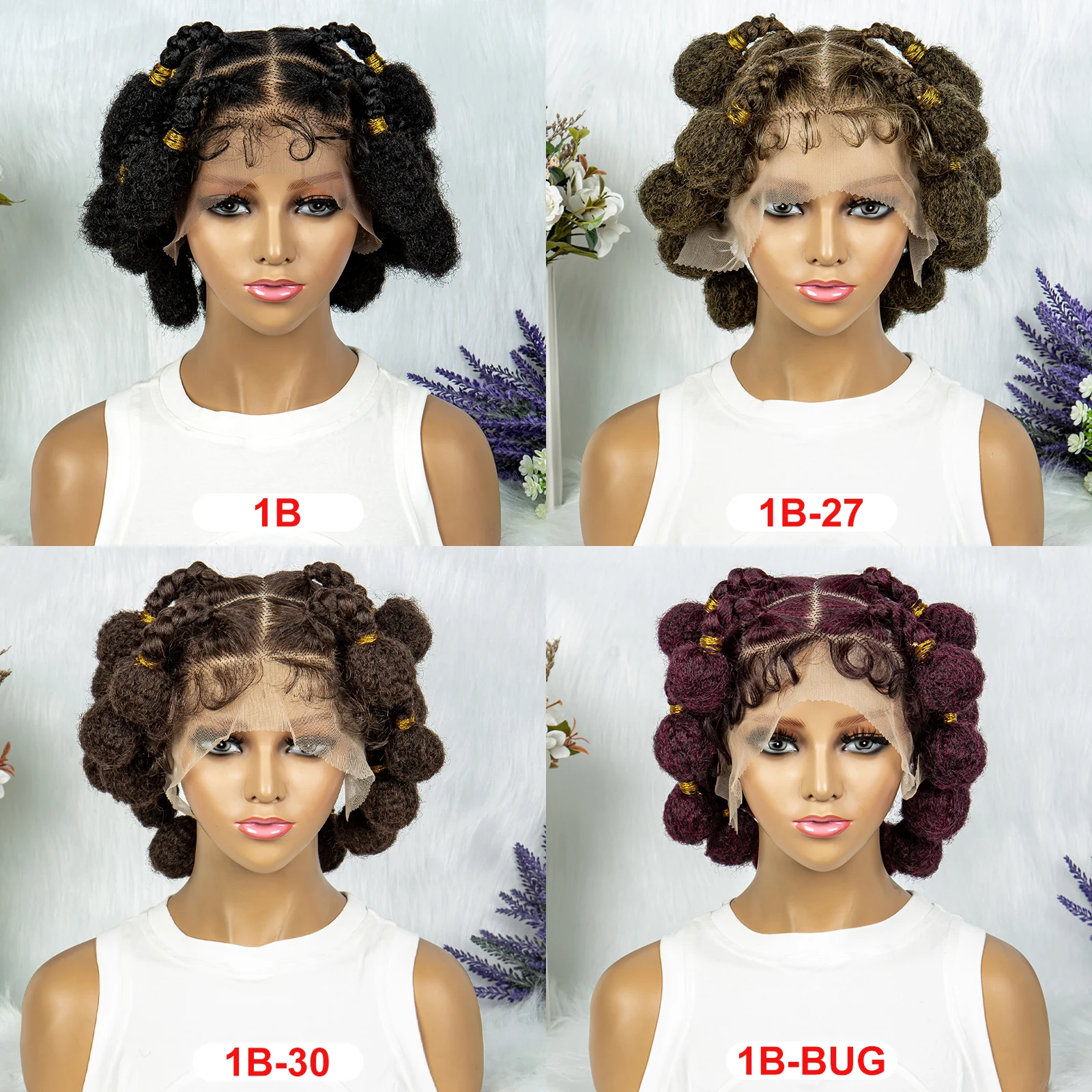 New Style Bantu Knot Braided Wigs Synthetic HD Full Lace Wig For Black Women Afrian Braid Braiding Hair Knotless Box Braids Wigs images - 6