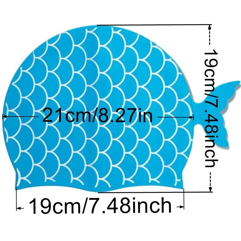 Kids Swim Caps with Fish Tail Baby Waterproof Bathing Caps Children Cartoon Swimming Hat for Long Short Hair Kids Boys Girls 5