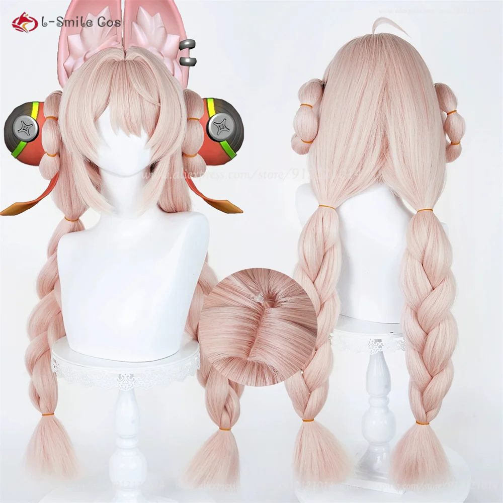 ZZZ Zhao Cosplay Perücke 85cm Rosa Zopf Voluminös Hitzebeständig Synthetik Haar Anime Halloween 2