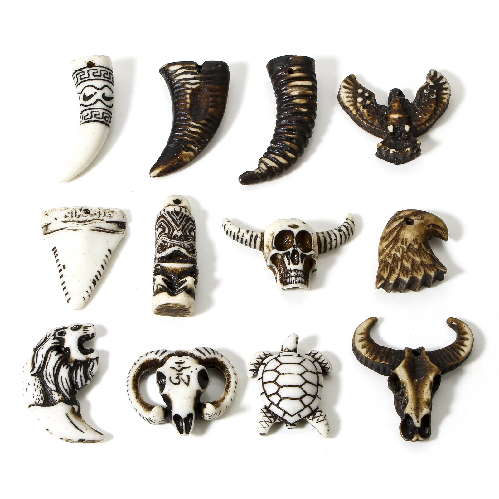 

5PCs Resin Bohemian Retro Cow Skull Horns Pendants For Jewelry Making Findings Eagle Turtle Charms Diy Gothic Necklace Supplies