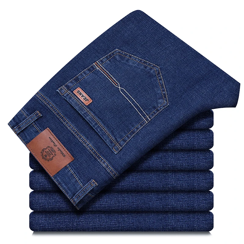 Brand Clothing Autumn Winter Classic Men's Thick Denim Trousers - Straight Fit Casual Jeans, Plus Size