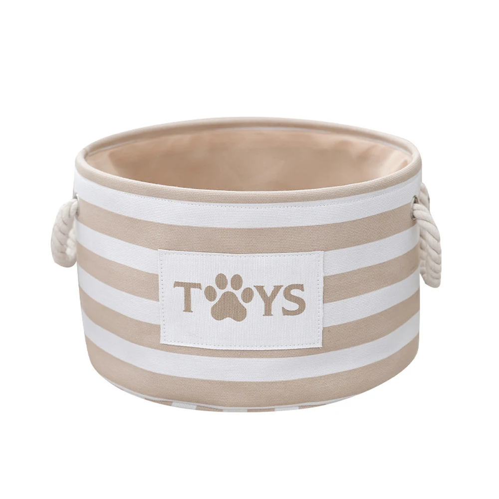 Striped Claw Round Dog Pet Toy Basket Clothes Storage Box with Handle Pet Supplies 2
