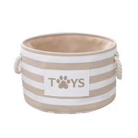 Striped Claw Round Dog Pet Toy Basket Clothes Storage Box with Handle Pet Supplies 2