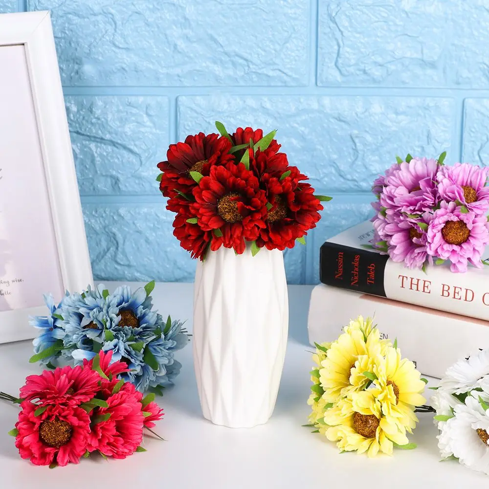 

Decorative Handmade Wreath DIY Craft Real Touch Artificial Flower Fake Flores Bouquet Silk Gerbera Wedding Decoration