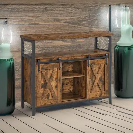 رف قهوة خشبي 3 طبقات للمطبخ