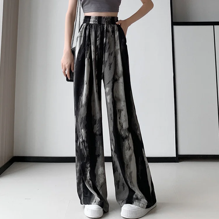 summer oversized women s clothing fashion splice pockets simplicity commuting lace up temperament wide leg straight leg pants Summer Oversized Women's Clothing Fashion Splice Pockets Simplicity Commuting Lace Up Temperament Wide Leg Straight Leg Pants