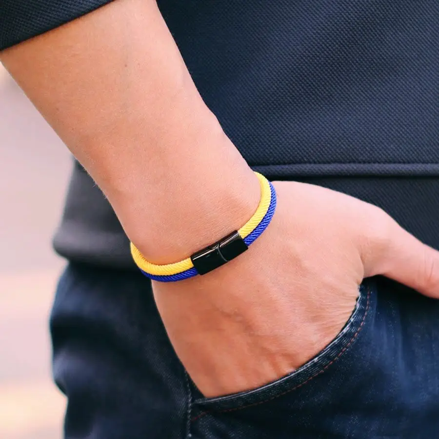 Mens Stainless Steel Nautical Rope Bracelet with Magnet Buckle