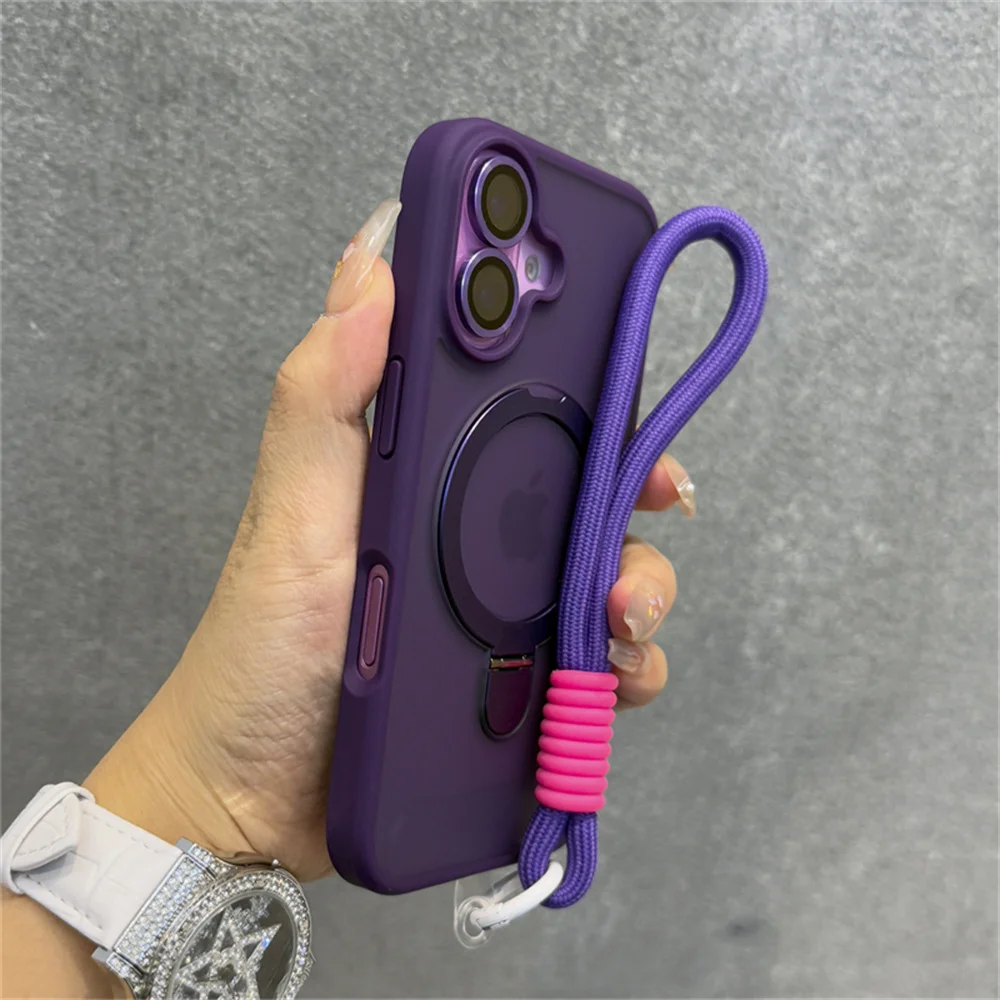 Luxury Frosted Translucent Phone Case with Lanyard Stand