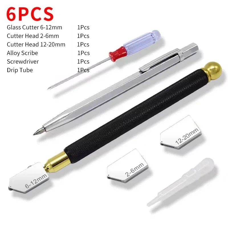 1PC Handheld glass cutter Professional Glass Tile mirror Cutting Tools hand  tool With Oil Dropper Glass Cutter Set 2-20mm