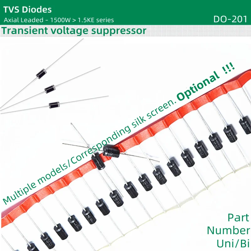 20pcs/lot TVS Diodes DO-201 package 1500W 1.5KE100A 1.5KE100CA 1.5KE110A 1.5KE110CA 1.5KE120A 1.5KE120CA 1.5KE130A 1.5KE130CA