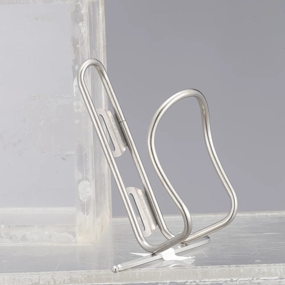 Raw Polished Titanium Tube Ultra Light Water Bottle Cage With Free M5 Ti Bolts bike bottle holder 4