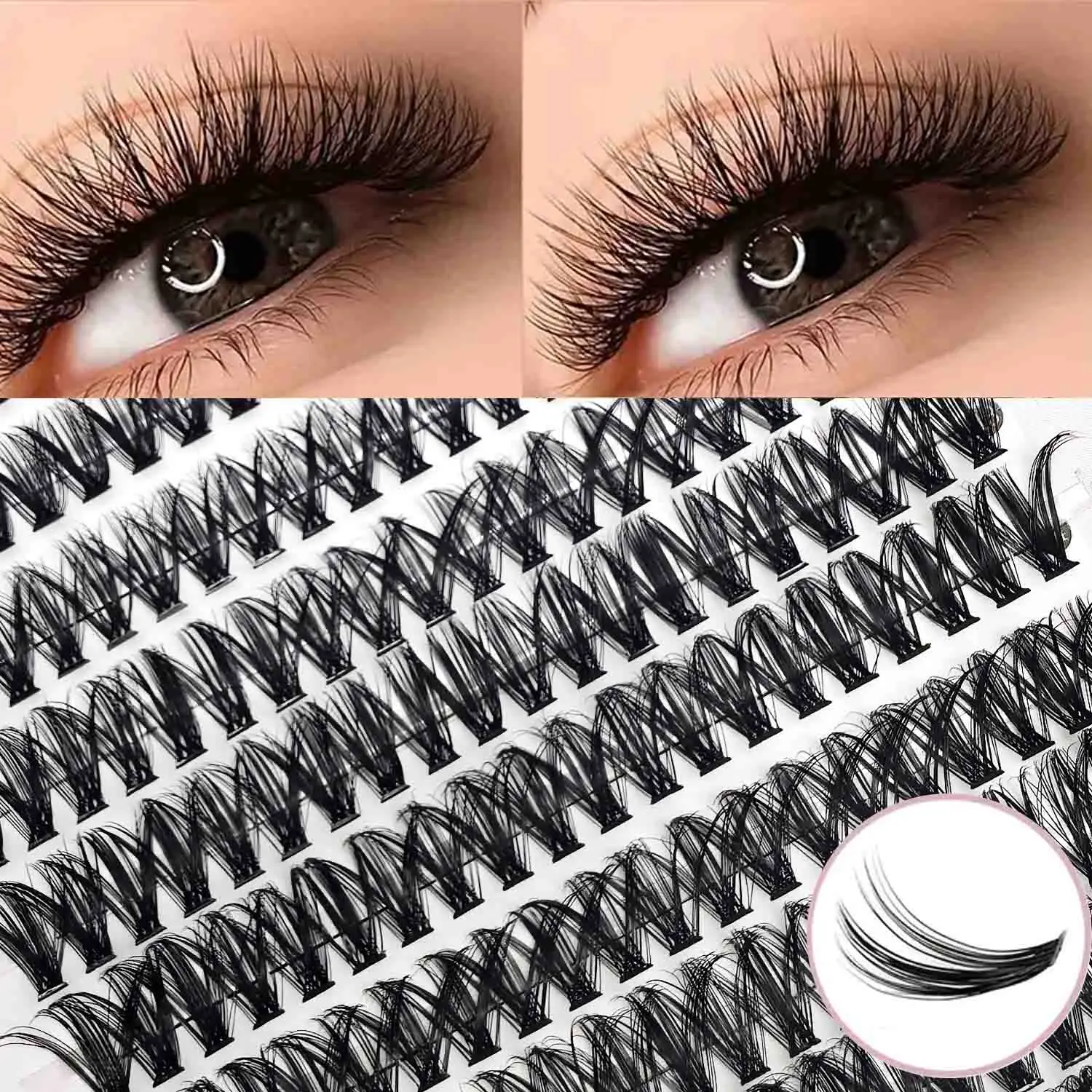 200 clusters of DIY segmented false eyelashes, 9-16mm, D curl, thin and soft, reusable, suitable for any occasion