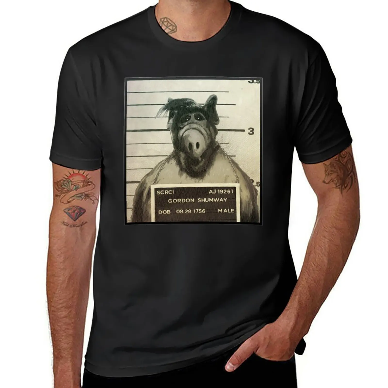 Maglietta Alf Mugshot Maglietta Nera Maglietta Abbigliamento Uomo
