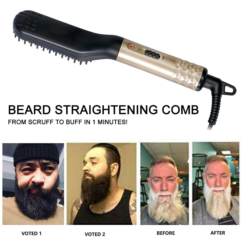 Electric Hair Straightener Brush Quick Heated Comb Anti-Scald Hair Straightener Professional Beard Straightener Brush Hair Comb 6