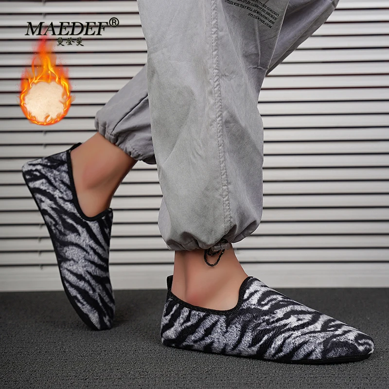MAEDEF Men Shoes Male Indoor Slipper Warm Plush Thin Bottom Non-Slip Casual Couple Shoe Soft Comfortable Men Women Walking Shoes 6