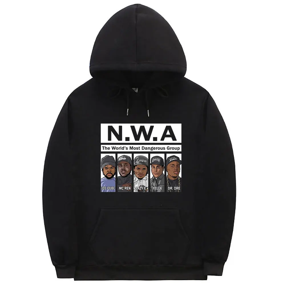 

Vintage Male Gangsta Rap N.W.A NWA The World's Most Dangerous Group Ice Cube MC Ren Dr. Dre DJ Yella Eazy-E Graphic Print Hoodie