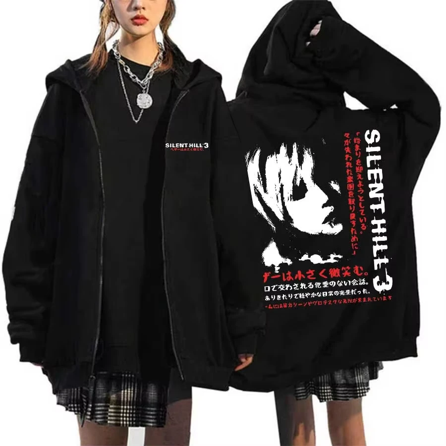 Kapuzenpullover mit Reißverschluss für Herren und Damen, lässiger Kapuzenpullover mit Silent Hill 3-Aufdruck für den täglichen Gebrauch von Herren und Damen