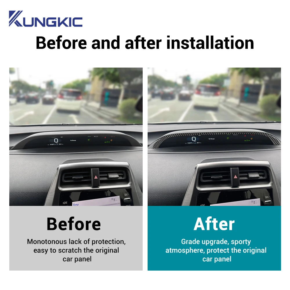 Toyota Prius 용 실제 연질 탄소 섬유 2016 2017 2018 2019 2020 2021 2022 LHD RHD 계기판 스트립 스티커 액세서리