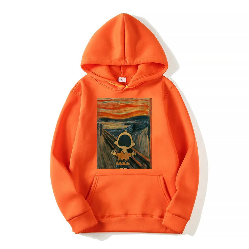 thumbnail image 1 of Sudadera con capucha de Peanuts Charlie Brown Scream Artsy para hombre y mujer, sudadera de gran tamaño con dibujos animados a la moda, para primavera y otoño, 1 of 5