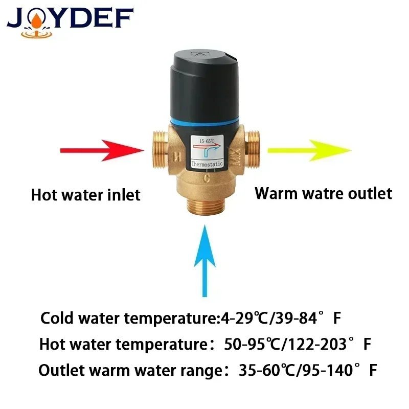3 Way Thermostatic Mixer Valve DN15/20/25 Male Thread Brass For Solar Water Heater Bathroom Accessory thermostatic mixing valve