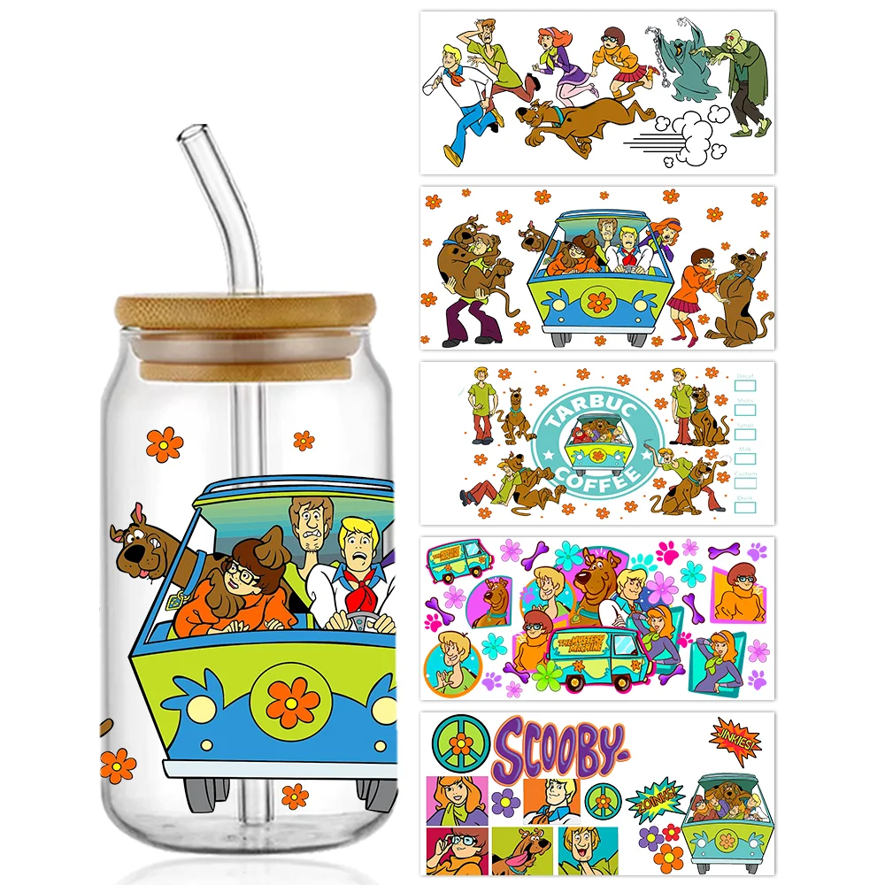 Cup Wraps 16oz UV DTF Cartoon Scooby Libbey Glass Plastic Selfadhesive Sticker
