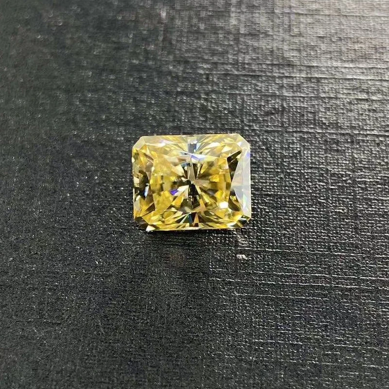 Loose Lemon Color Radiant Cut  synthetic Moissanite Stone with GRA Certificate  for Women Jewelry Ring Earrings Making  1~5CT