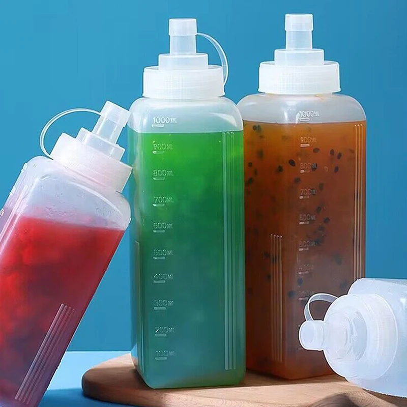 600/800/1000ML Squeeze Sauce Bottles Condiment Dispenser Large Mouth Dustproof Kitchen Seasoning Salad Sauce Olive Oil Bottle 2