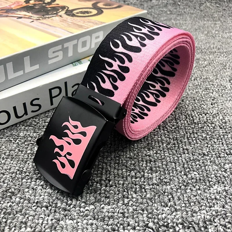 Flammendruck Gürtel Baumwolle - Verstellbarer Hip Hop Streetwear Gürtel