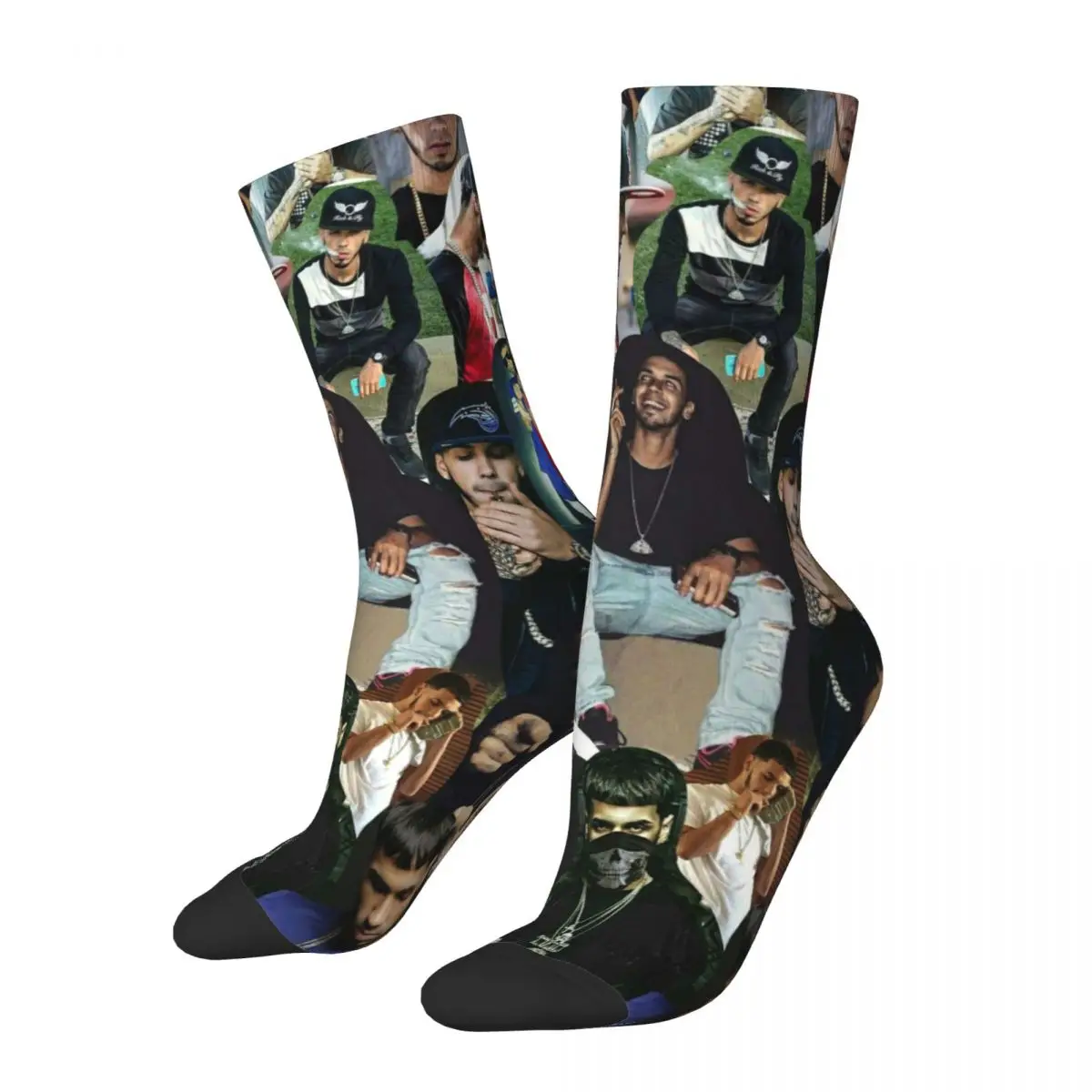 

Fashion Men's Socks Novelty Anuel AA Rapper Sock Singer Skateboard Women Stockings Spring Summer Autumn Winter