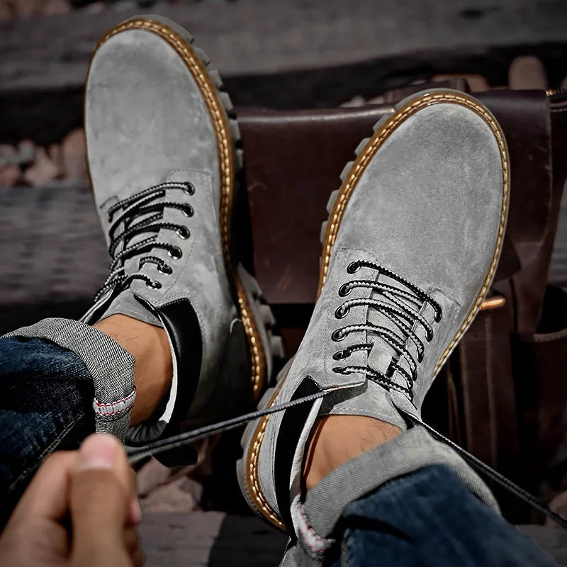 Casual Martin Boots Chaussures pour hommes en cuir Casual Martin Boots Lightweight Mens Trainers Running Walking Shoes_voghion.com