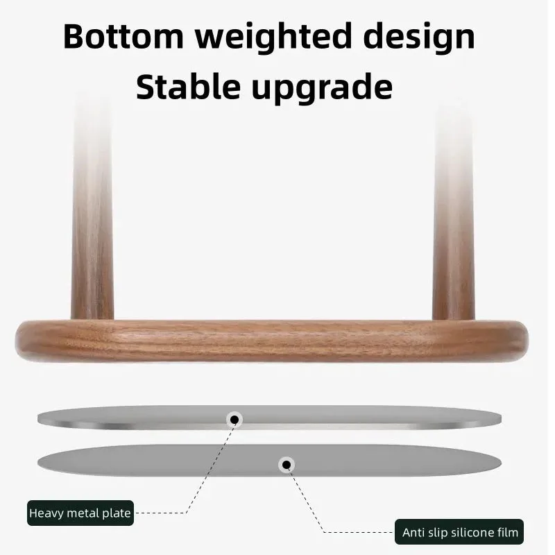 Pure Solid Walnut Headphones Stand Dual Gaming Headset Beech Wood Holder Desktop Display Shelf Anti-slip SiliconPad Space Saving