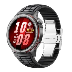 Enhanced Silicone Adjustable Watch Strap - 22mm Premium Band Bracelet for GT3 GT2 GT2E GT 46mm (Black)