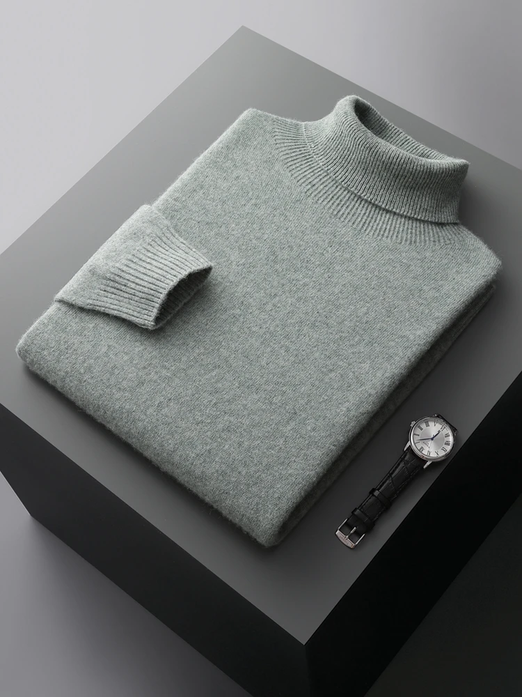 Yoyoselect  Luxury Men Cashmere Sweater Autumn Winter Quality Turtleneck Smart Casual Pullover 100% Cashmere Knitwear Soft Tops 6