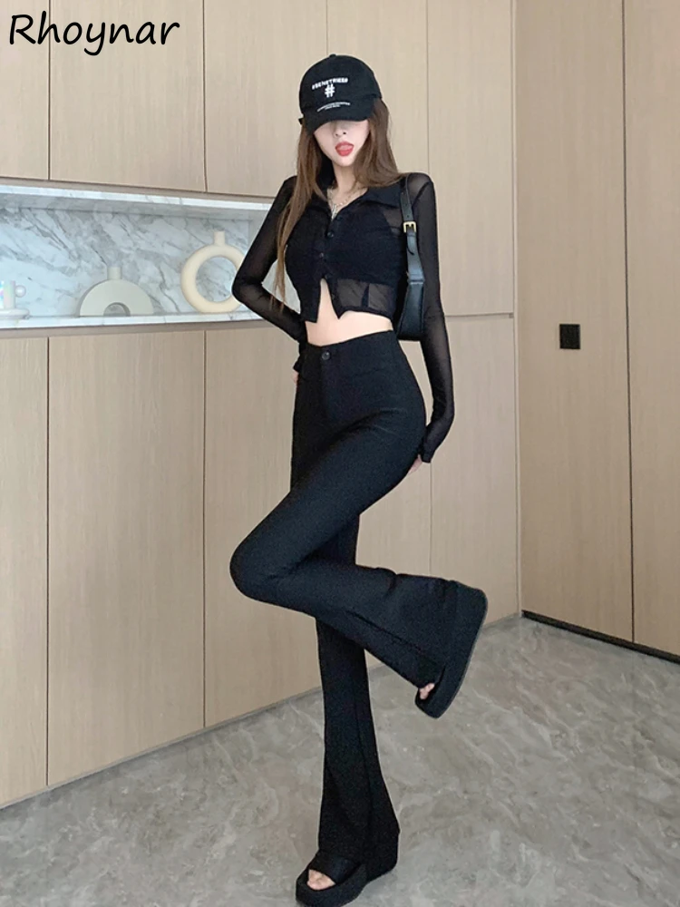 

Solid Flare Pants Women Korean Fashion Popular Slender Spring Cool Girls All-match Simple Casual Trendy Streetwear Daily Chic